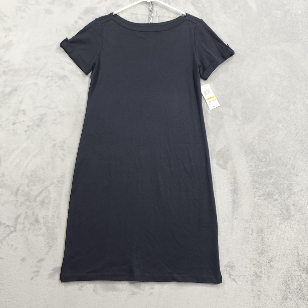 NEW Karen Scott Sport Dress Womens S Black Cotton T Shirt Knee Side Slit Casual